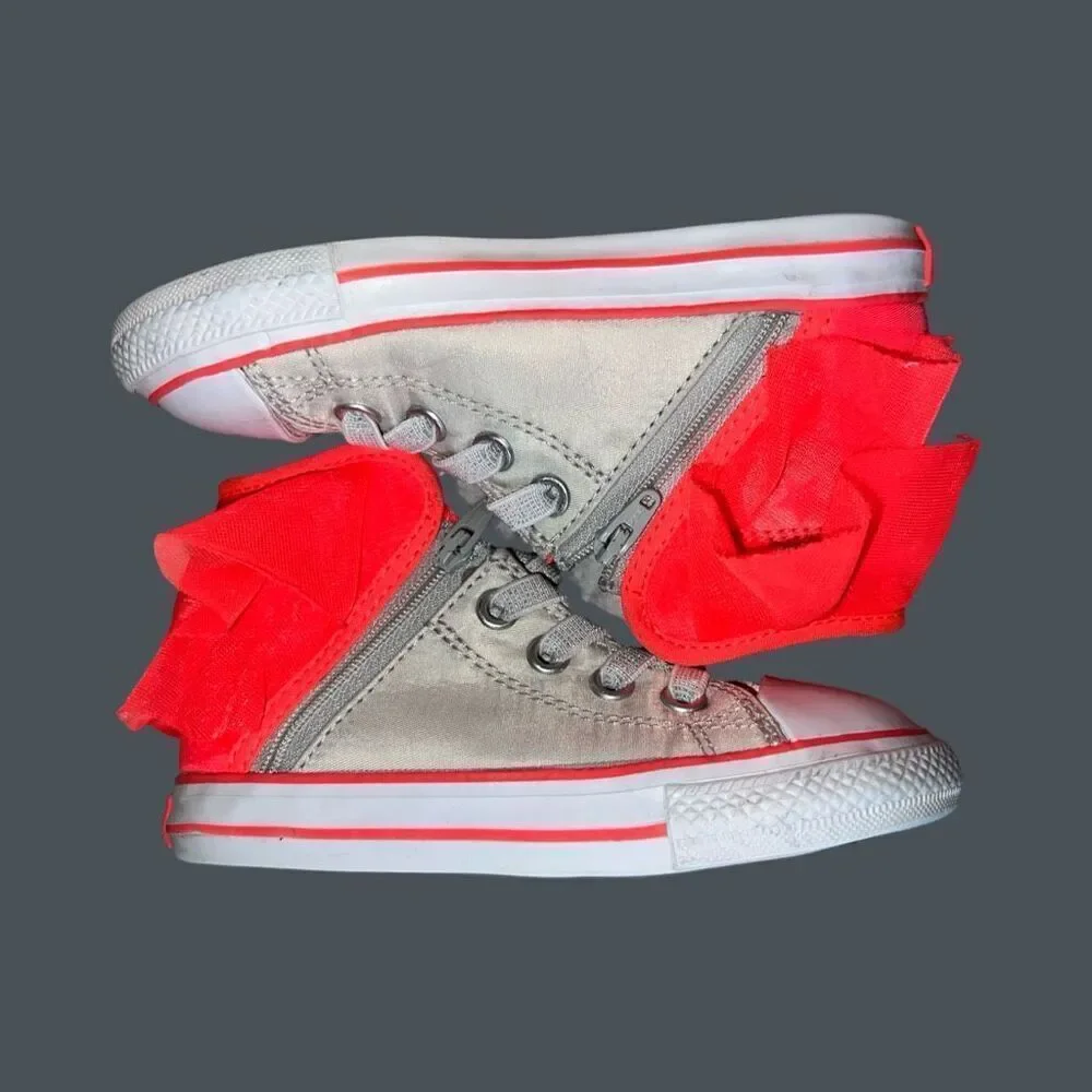 Toddler Converse Chuck Taylor All Star Block Party Pure Silver/Hot-Punch Size 9